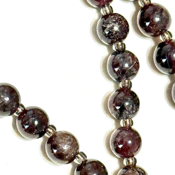 Deep Wine Red Garnet Short Necklace, Genuine Gemstone & Silver Cat on the Moon - Picture 9 of 15